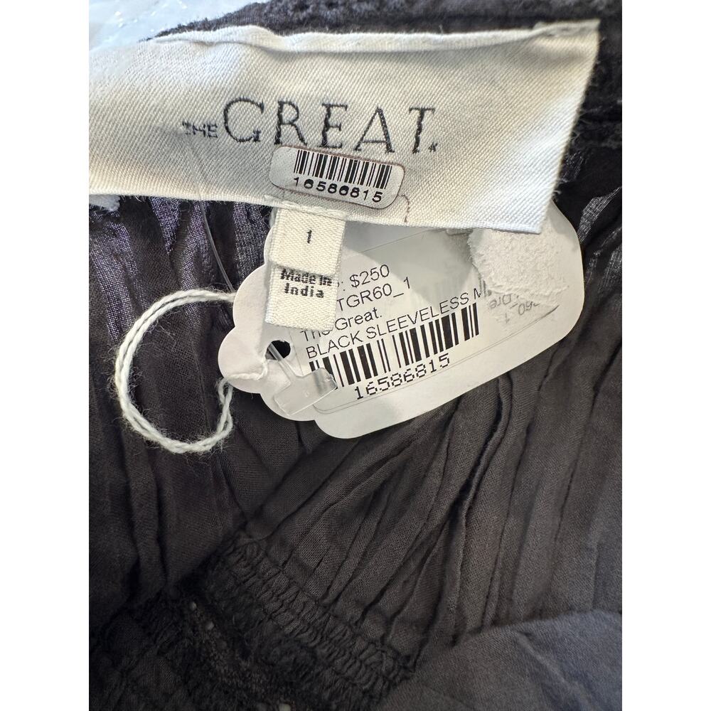 THE GREAT. Black Midi Sundress with Scalloped Straps - Picture 11 of 11